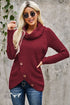 Buttoned Wrap Turtleneck Sweater